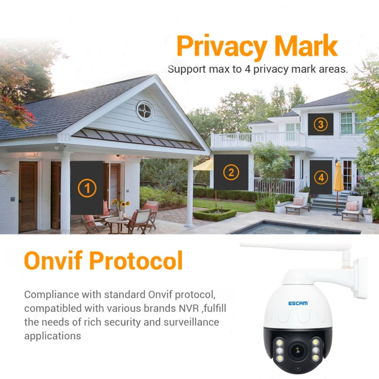 ESCAM Q5068 H.265 5MP Pan / Tilt / 4X Zoom WiFi Waterproof IP Camera, Support ONVIF Two Way Talk & Night Vision, AU Plug, EU Plug, AU Plug, UK Plug, US Plug ESCAM Q5068 H.265 5MP Pan / Tilt / 4X Zoom WiFi Waterproof IP Camera, Support ONVIF Two Way Talk & Night Vision, AU Plug, EU Plug, AU Plug, UK Plug, US Plug